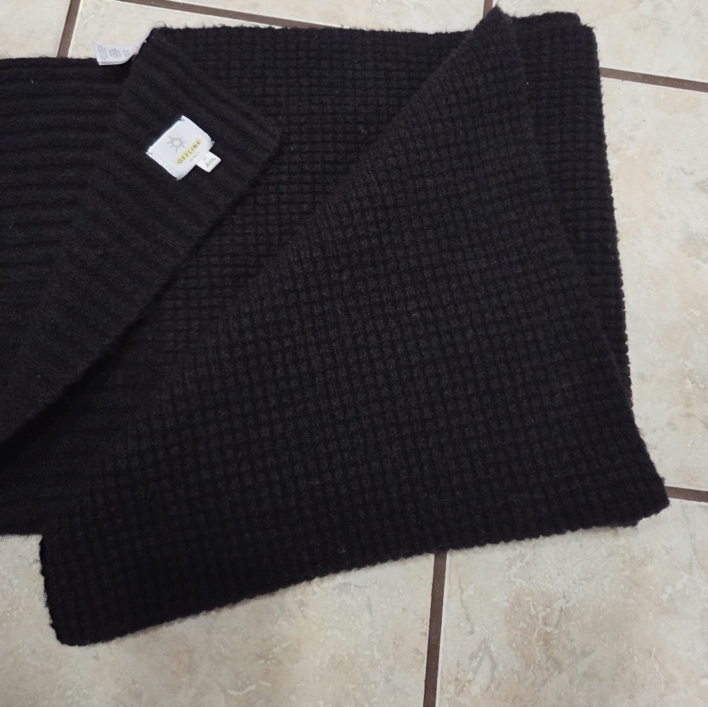 Aerie Black Knit Scarf Winter Accessory Cozy Cabincore Cold Weather